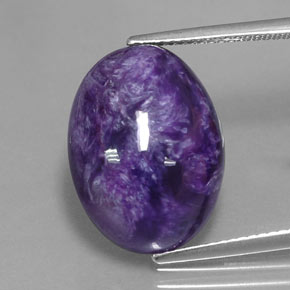 10.76 ct Violet Charoite Gemstone, Charoite Gem in Oval Cabochon Shape for Sale.