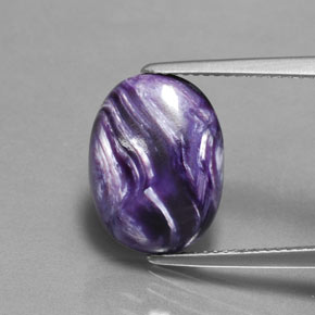5.22 ct Violet Charoite Gemstone, Charoite Gem in Oval Cabochon Shape for Sale.