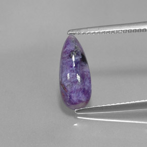 1.73 ct Violet Charoite Gemstone, Charoite Gem in Pear Cabochon Shape for Sale.