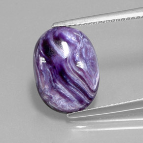 5.22 ct Violet Charoite Gemstone, Charoite Gem in Oval Cabochon Shape for Sale.