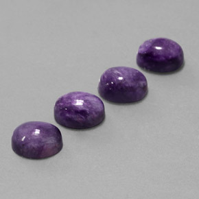 5.99 ct Violet Charoite Stone, Natural Charoite in Oval Cabochon Shape for Sale