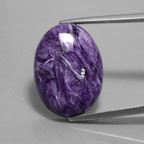 15.17 ct Violet Charoite Gemstone, Charoite Gem in Oval Cabochon Shape for Sale.