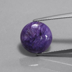 3.28 ct Violet Charoite Gemstone, Charoite Gem in Round Cabochon Shape for Sale.