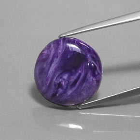 5.50 ct Violet Charoite Gemstone, Charoite Gem in Round Cabochon Shape for Sale.