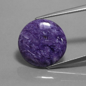 7.06 ct Violet Charoite Gemstone, Charoite Gem in Round Cabochon Shape for Sale.