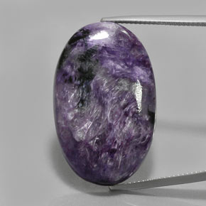33.07 ct Violet Charoite Gemstone, Charoite Gem in Oval Cabochon Shape for Sale.