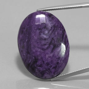 28.06 ct Violet Charoite Gemstone, Charoite Gem in Oval Cabochon Shape for Sale.