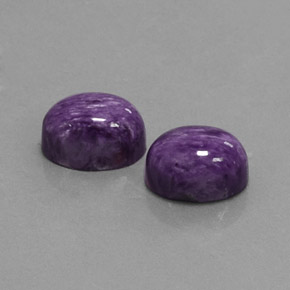 4.98 ct Violet Charoite Stone, Natural Charoite in Oval Cabochon Shape for Sale