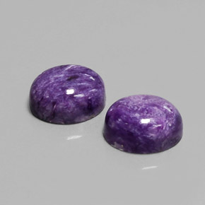 6.28 ct Violet Charoite Stone, Natural Charoite in Oval Cabochon Shape for Sale