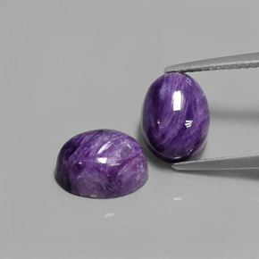 4.91 ct Violet Charoite Gemstone, Charoite Gem in Oval Cabochon Shape for Sale.