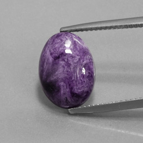5.36 ct Violet Charoite Gemstone, Charoite Gem in Oval Cabochon Shape for Sale.