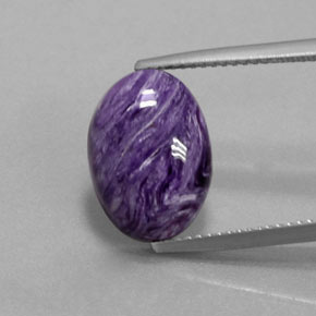 5.59 ct Violet Charoite Gemstone, Charoite Gem in Oval Cabochon Shape for Sale.