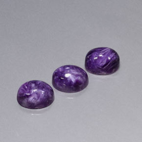 7.05 ct Violet Charoite Stone, Natural Charoite in Oval Cabochon Shape for Sale