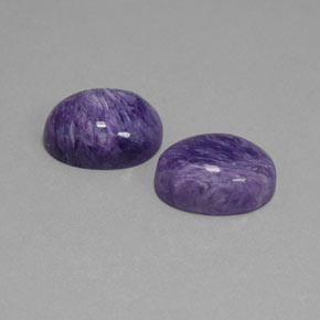 12.51 ct Violet Charoite Stone, Natural Charoite in Oval Cabochon Shape for Sale