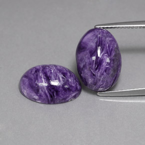 10.68 ct Violet Charoite Gemstone, Charoite Gem in Oval Cabochon Shape for Sale.