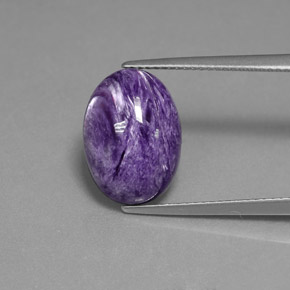 5.52 ct Violet Charoite Gemstone, Charoite Gem in Oval Cabochon Shape for Sale.