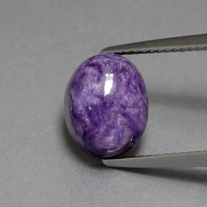 4.43 ct Violet Charoite Gemstone, Charoite Gem in Oval Cabochon Shape for Sale.