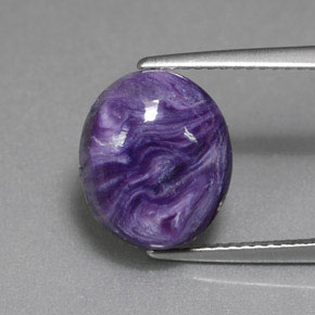 5.19 ct Violet Charoite Gemstone, Charoite Gem in Oval Cabochon Shape for Sale.