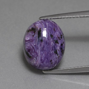 5.47 ct Violet Charoite Gemstone, Charoite Gem in Oval Cabochon Shape for Sale.