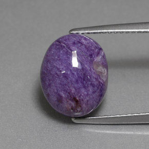 5.61 ct Violet Charoite Gemstone, Charoite Gem in Oval Cabochon Shape for Sale.