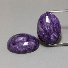 30.97 ct Violet Charoite Gemstone, Charoite Gem in Oval Cabochon Shape for Sale.