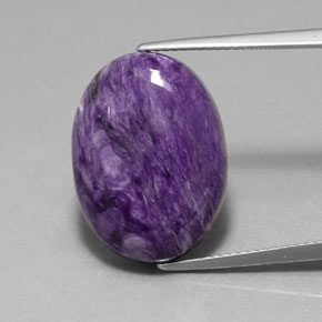 13.64 ct Violet Charoite Gemstone, Charoite Gem in Oval Cabochon Shape for Sale.