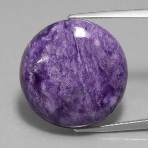 16.37 ct Violet Charoite Gemstone, Charoite Gem in Round Cabochon Shape for Sale.