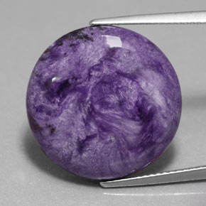 14.76 ct Violet Charoite Gemstone, Charoite Gem in Round Cabochon Shape for Sale.