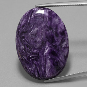 23.69 ct Violet Charoite Gemstone, Charoite Gem in Oval Cabochon Shape for Sale.