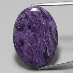 27.16 ct Violet Charoite Gemstone, Charoite Gem in Oval Cabochon Shape for Sale.