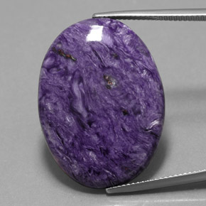 27.59 ct Violet Charoite Gemstone, Charoite Gem in Oval Cabochon Shape for Sale.