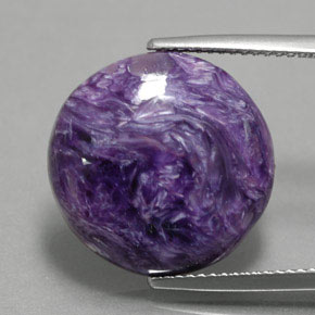 10.76 ct Violet Charoite Gemstone, Charoite Gem in Round Cabochon Shape for Sale.