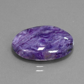 14.16 ct Violet Charoite Stone, Natural Charoite in Oval Cabochon Shape for Sale