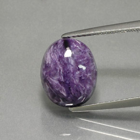 4.47 ct Violet Charoite Gemstone, Charoite Gem in Oval Cabochon Shape for Sale.