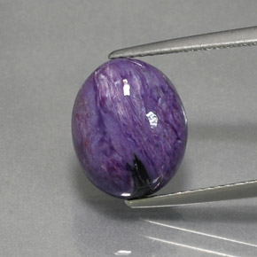 5.18 ct Violet Charoite Gemstone, Charoite Gem in Oval Cabochon Shape for Sale.