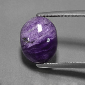 4.47 ct Violet Charoite Gemstone, Charoite Gem in Oval Cabochon Shape for Sale.