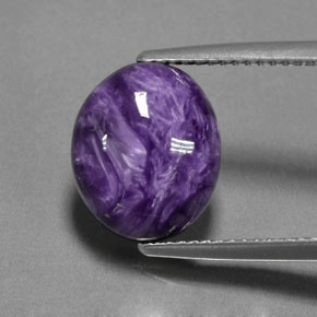 4.82 ct Violet Charoite Gemstone, Charoite Gem in Oval Cabochon Shape for Sale.