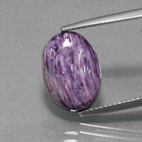 5.20 ct Violet Charoite Gemstone, Charoite Gem in Oval Cabochon Shape for Sale.