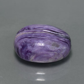 5.26 ct Violet Charoite Stone, Natural Charoite in Oval Cabochon Shape for Sale