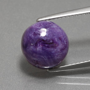 4.18 ct Violet Charoite Gemstone, Charoite Gem in Round Cabochon Shape for Sale.