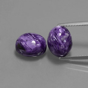 6.82 ct Violet Charoite Gemstone, Charoite Gem in Oval Cabochon Shape for Sale.