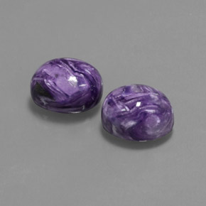 6.82 ct Violet Charoite Stone, Natural Charoite in Oval Cabochon Shape for Sale