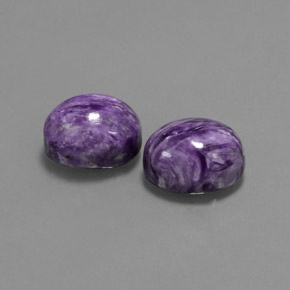 7.42 ct Violet Charoite Stone, Natural Charoite in Oval Cabochon Shape for Sale