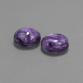 5.98 ct Violet Charoite Stone, Natural Charoite in Oval Cabochon Shape for Sale