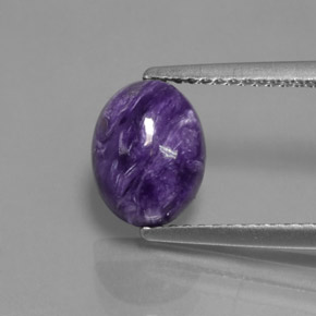 2.05 ct Violet Charoite Gemstone, Charoite Gem in Oval Cabochon Shape for Sale.