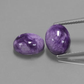 5.69 ct Violet Charoite Gemstone, Charoite Gem in Oval Cabochon Shape for Sale.