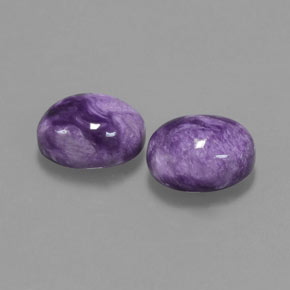 5.69 ct Violet Charoite Stone, Natural Charoite in Oval Cabochon Shape for Sale