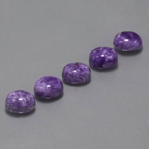 7.94 ct Violet Charoite Stone, Natural Charoite in Oval Cabochon Shape for Sale