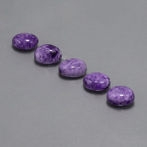 5.46 ct Violet Charoite Gemstone, Charoite Gem in Oval Cabochon Shape for Sale.
