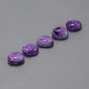 5.46 ct Violet Charoite Stone, Natural Charoite in Oval Cabochon Shape for Sale